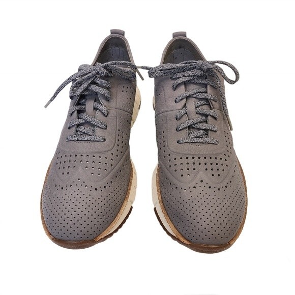 Cole Haan ZEROGRAND Perforated Oxford Marine Grey Nubuck Mens Size 11 - Picture 4 of 16